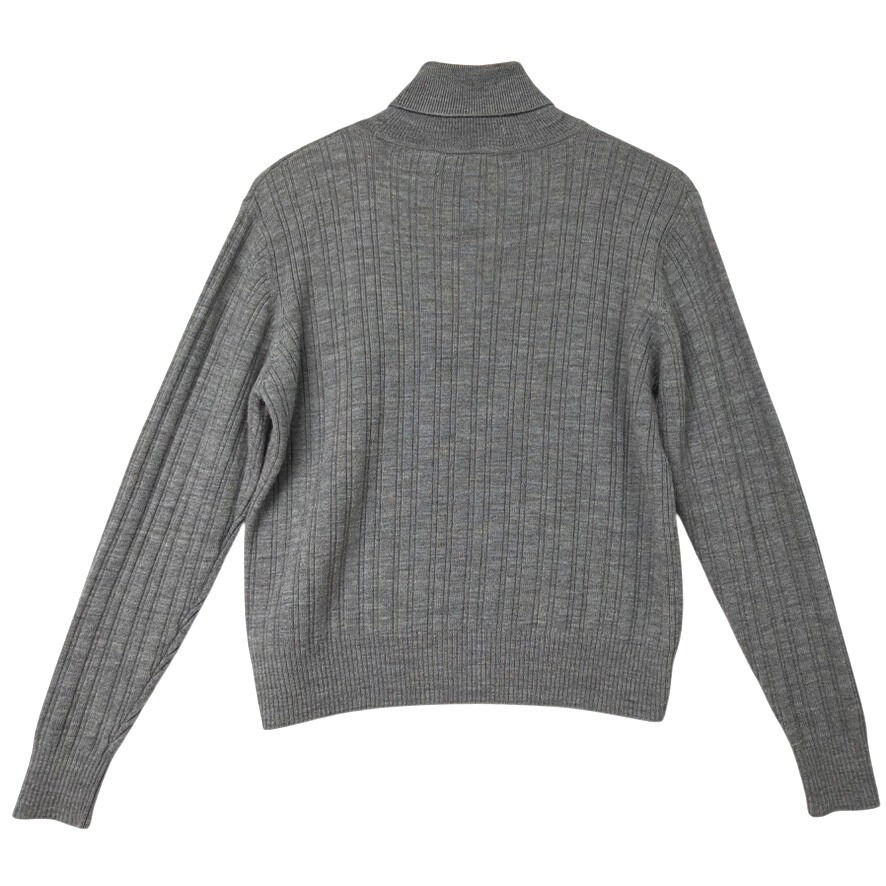 Amber Stone Petites Gray Merino Wool Rib Knit Turtleneck Sweater Pm
